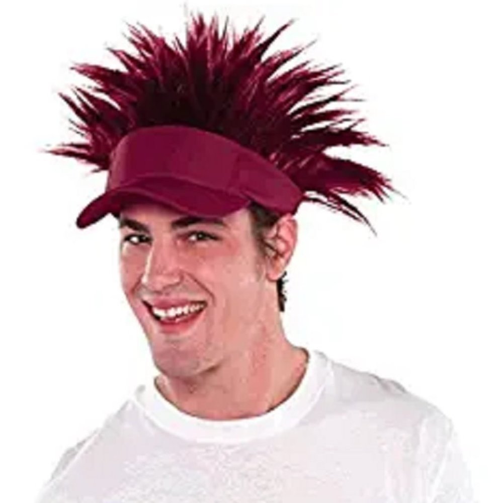 Spiked Visor Hat, Party Accessory, Burgundy